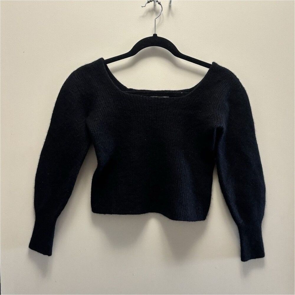 Madewell Black Wool Cashmere Pullover Sweater M Knit Long Sleeve Scoop Neck